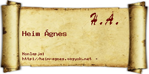 Heim Ágnes névjegykártya